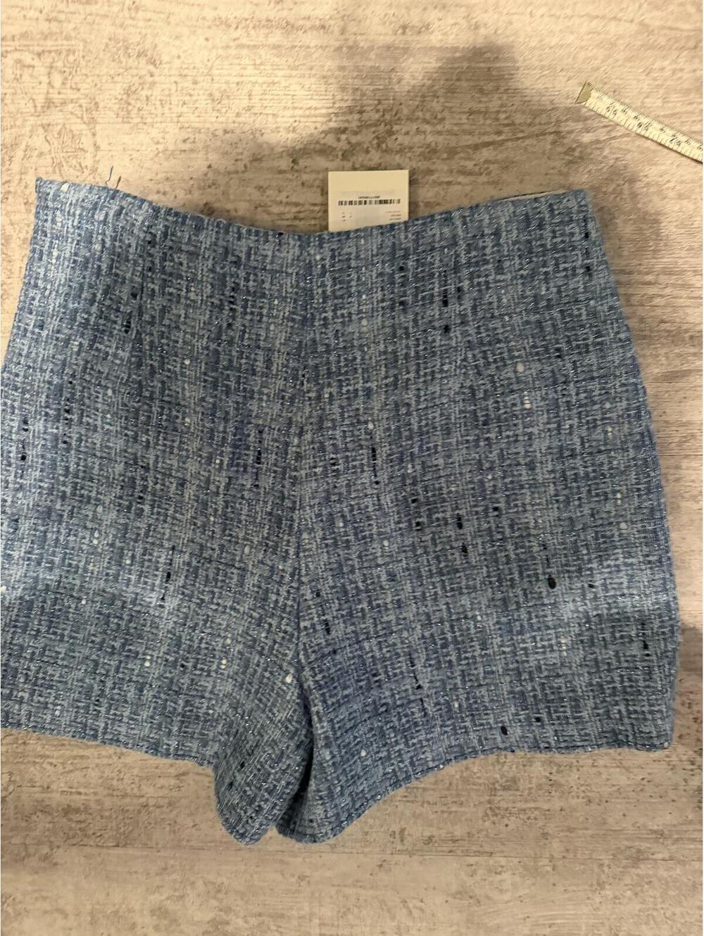 NWT Sandro Orna Blue Tweed Shorts gold hardware US 10 matching blazer avail - Picture 5 of 8